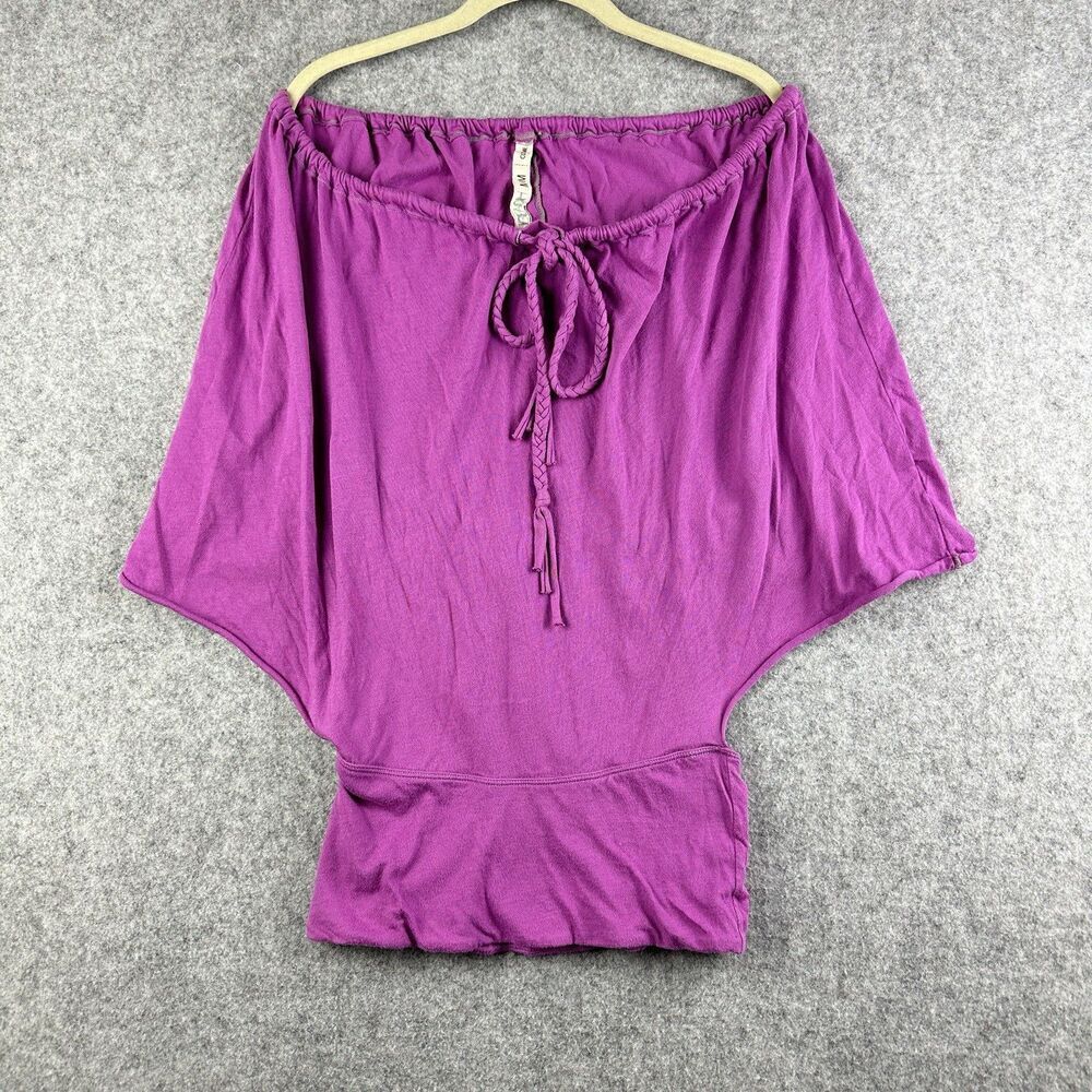 Free People Beach Two Way Top Womens Medium Electric Grape Open Boho Tassels*